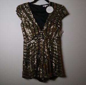 New Luxxel black and gold dazed romper size Small